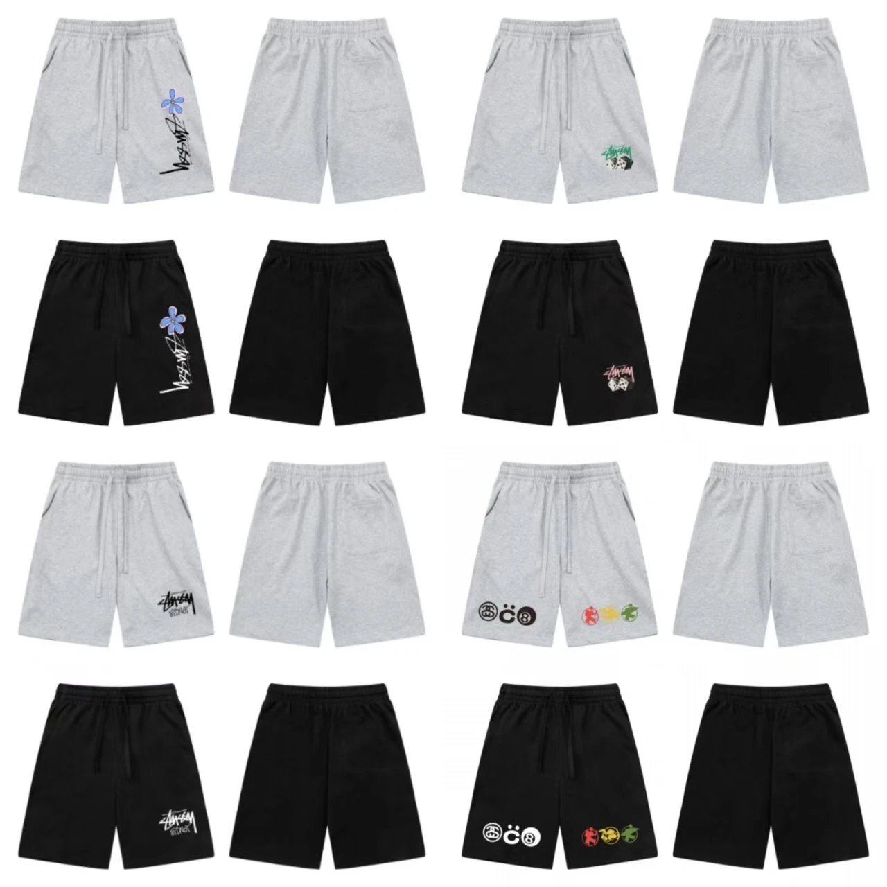 Stussy Logo Print Black Sweatshorts Shorts - 3