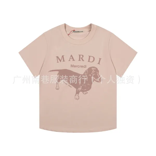 Mardi Mercredi Dachshund Graphic Tee Dusty Pink T-Shirt - 1