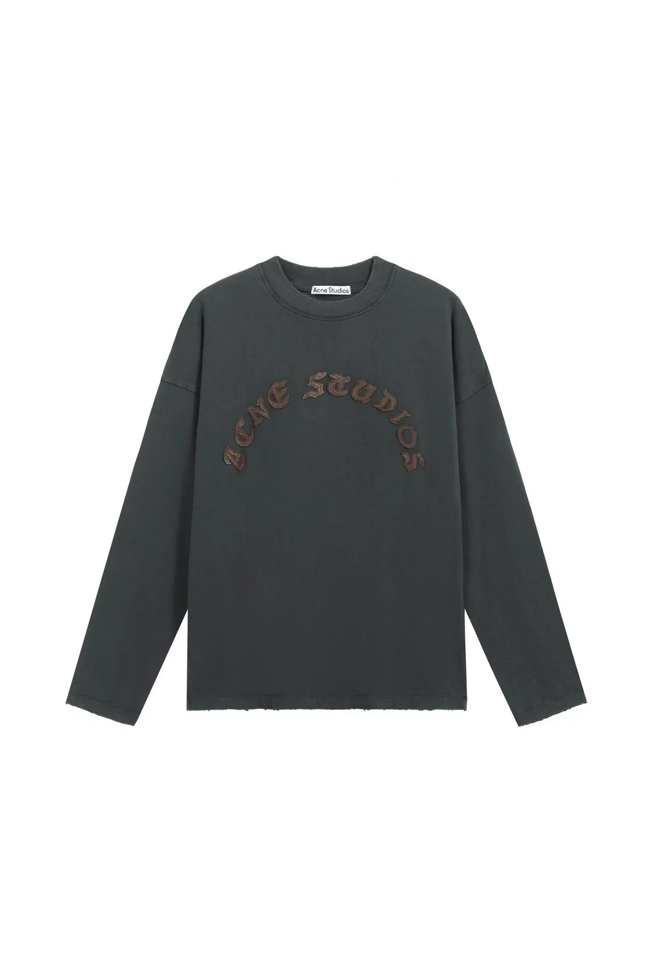 Acne Studios Embroidered Logo Long-Sleeve T-Shirt Olive Green - 3