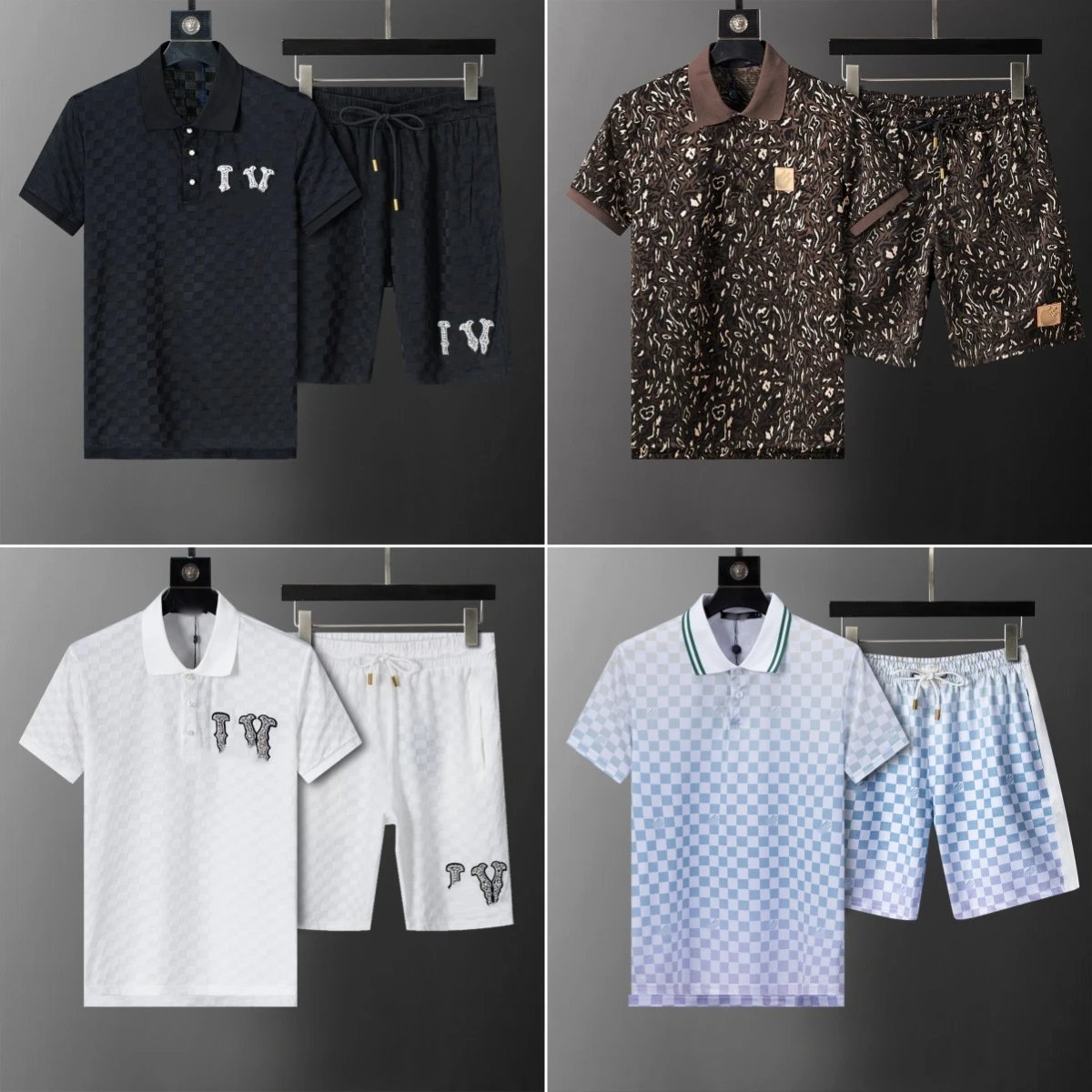 Versace Logo Print Pink Polo and Shorts Set - 3