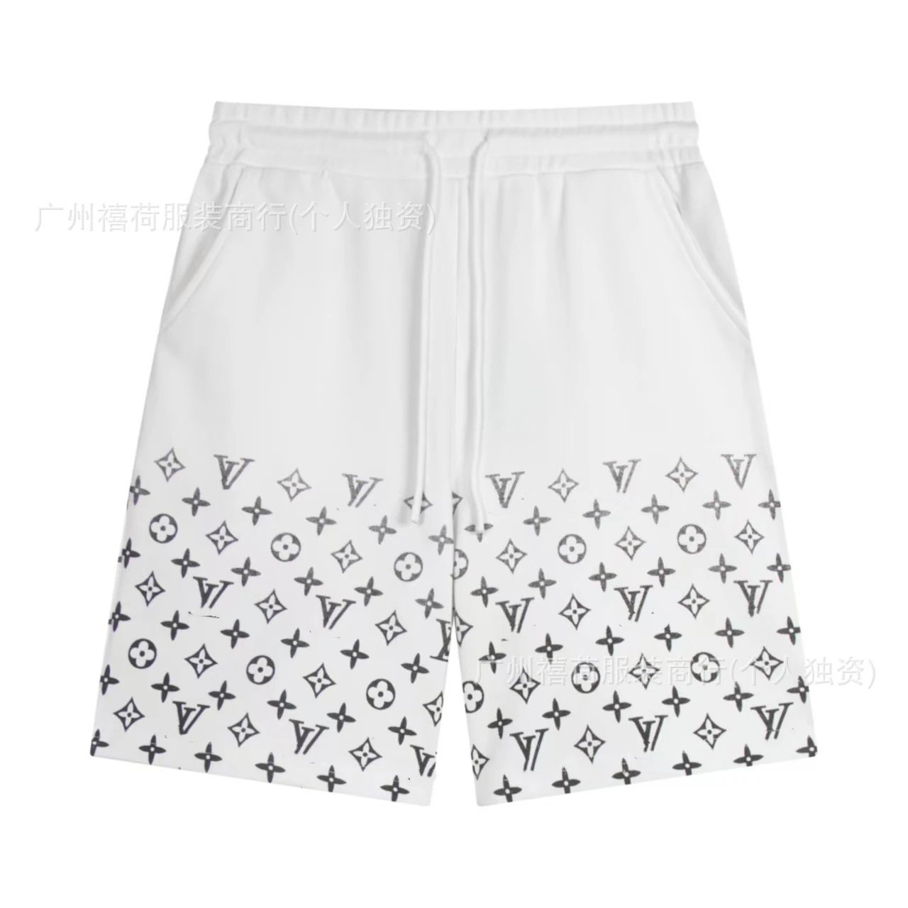Louis Vuitton Monogram Print Drawstring Shorts White - 5