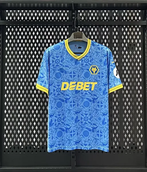 Wolves Club Wolverhampton Wanderers FC 2023-24 Third Jersey Blue Multicolor Jersey - 1