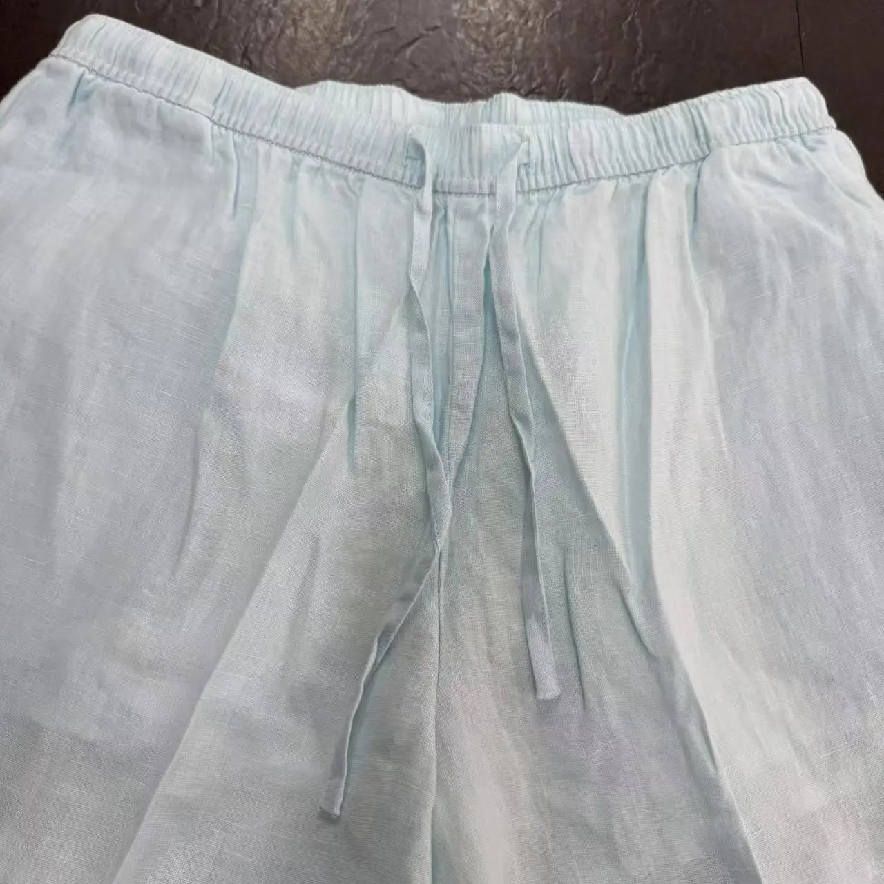 Design Linen Drawstring Waist Pants White - 20