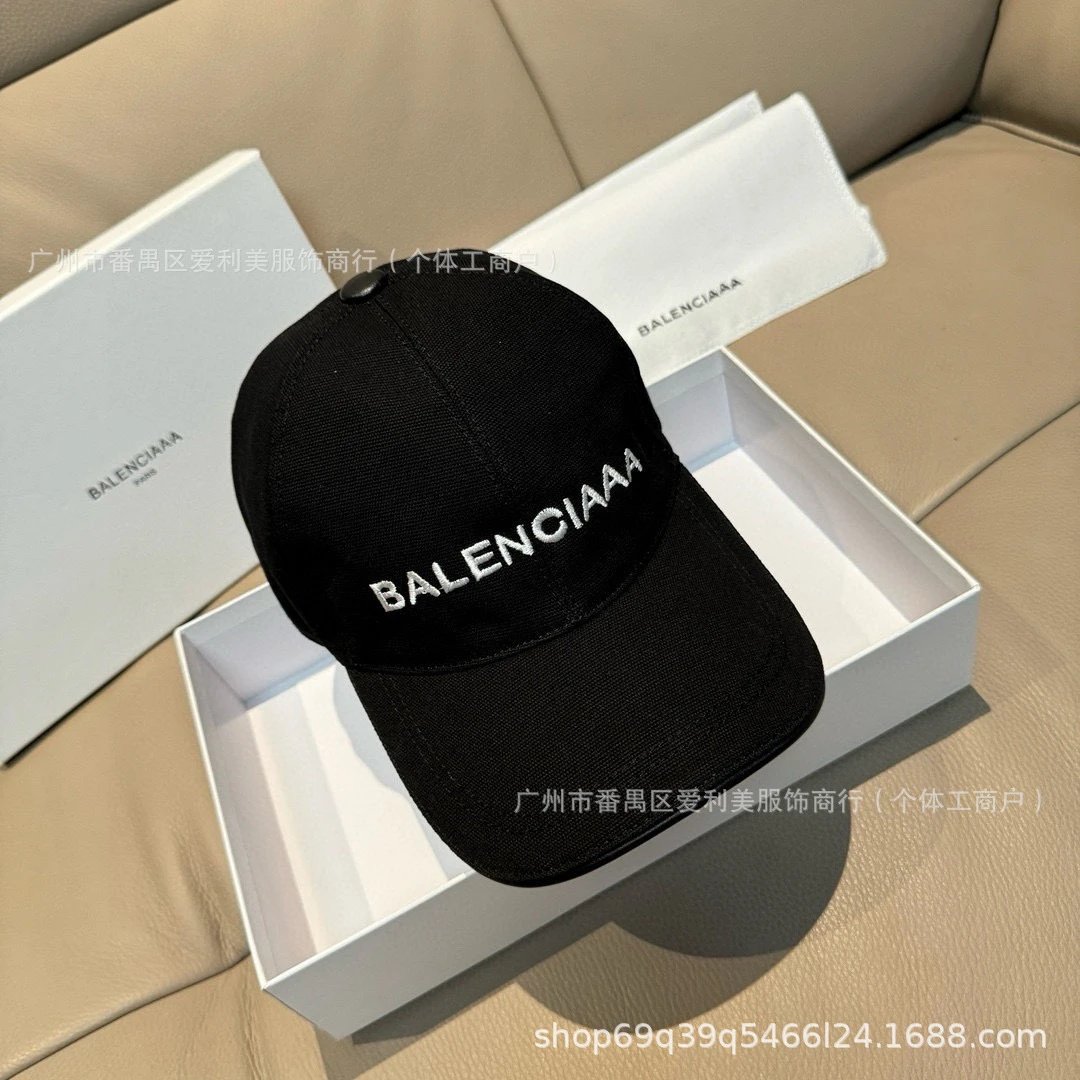 Balenciaga Logo Embroidered Black Baseball Cap - 5
