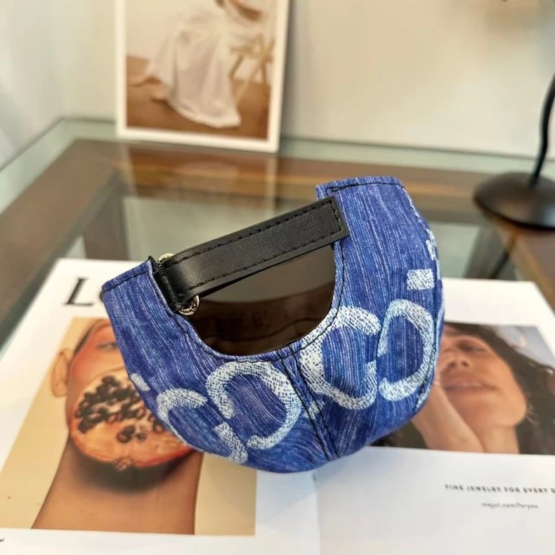 Gucci GG Embossed Leather Brim Baseball Cap Blue Multicolor - 14