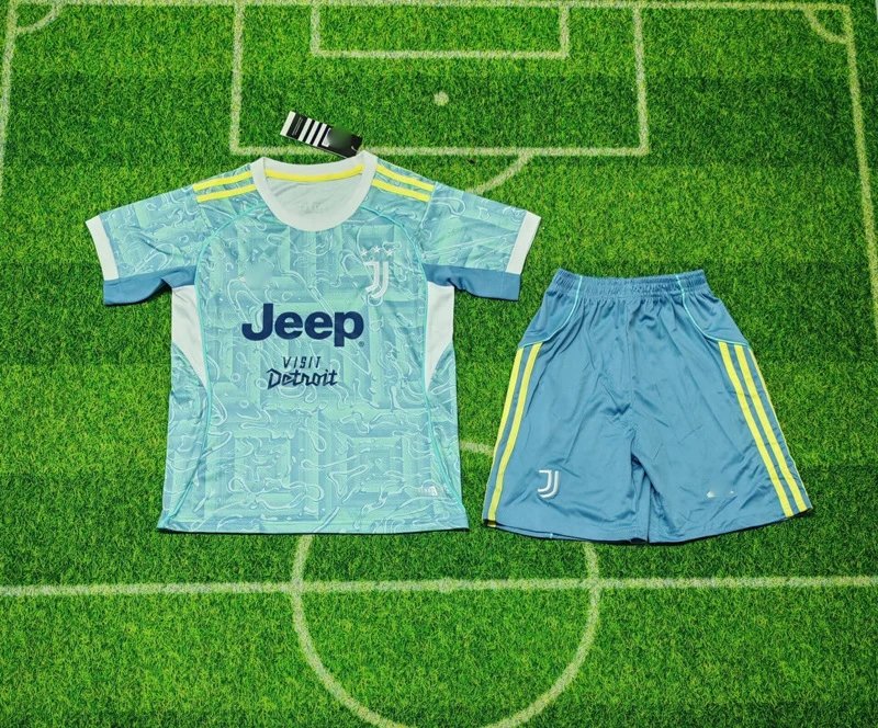 Juventus Third Kit 2023-24 Light Blue 'Visit Detroit' Jersey and Shorts Set - 14