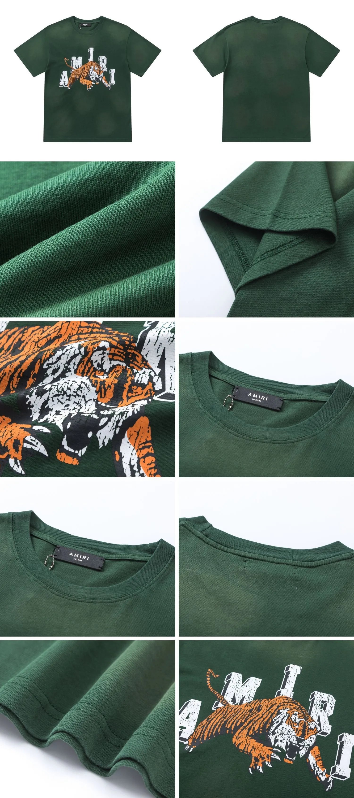Amiri Tiger Logo Graphic T-Shirt Army Green - 3