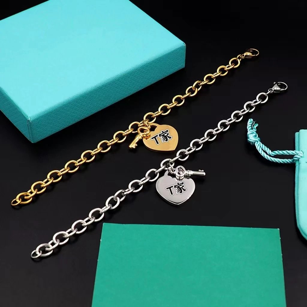 Design Custom Engraved Heart Charm Bracelet Gold Tone Bracelet Jewelry - 6