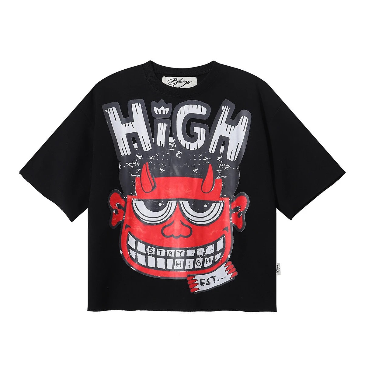 Design Bkyo Stay High Graphic Oversized T-Shirt Charcoal T-Shirts - 15