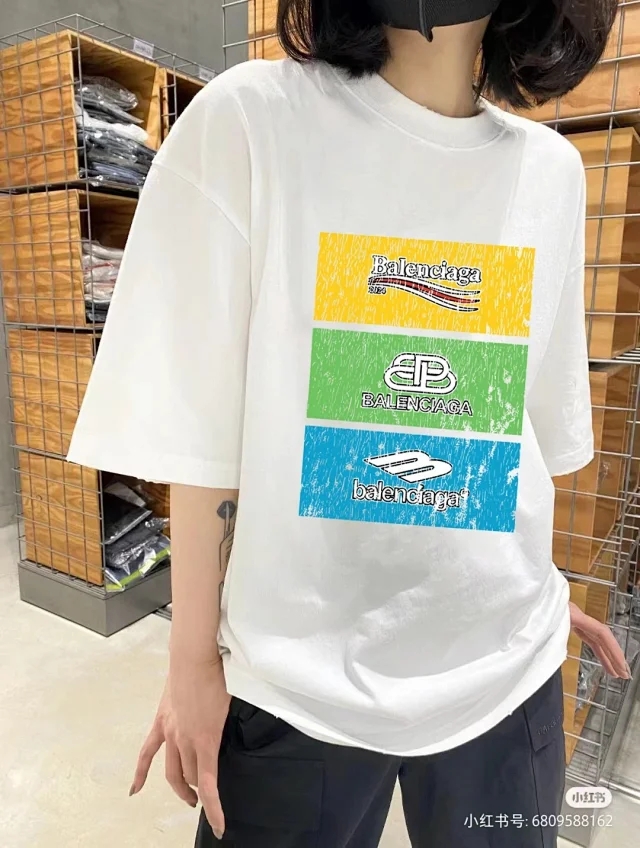 Balenciaga T-Shirts Logo Print Crew Neck product detail image 4