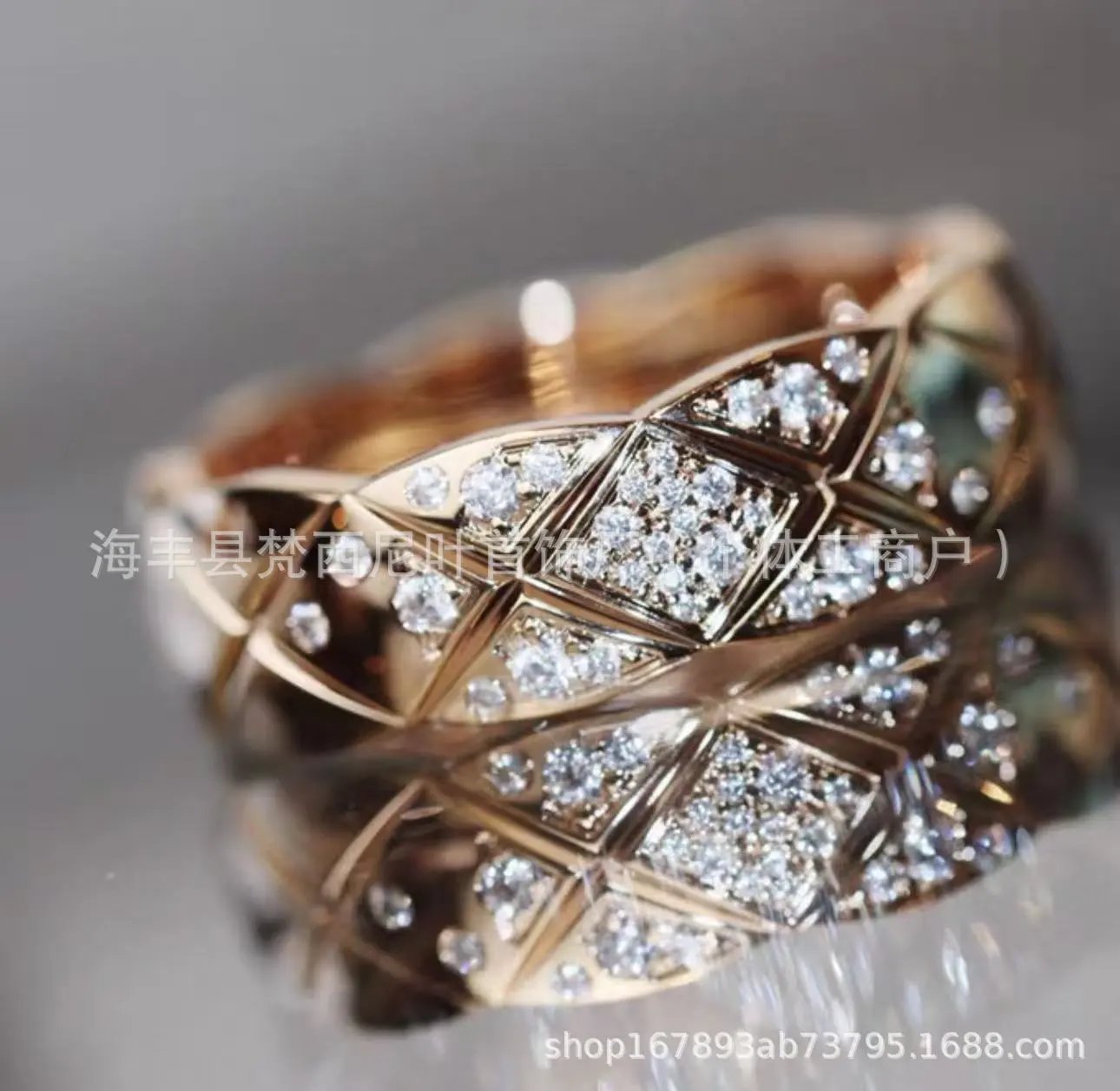 Design Quilted Diamond-Set Ring Silver Jewelry - 9