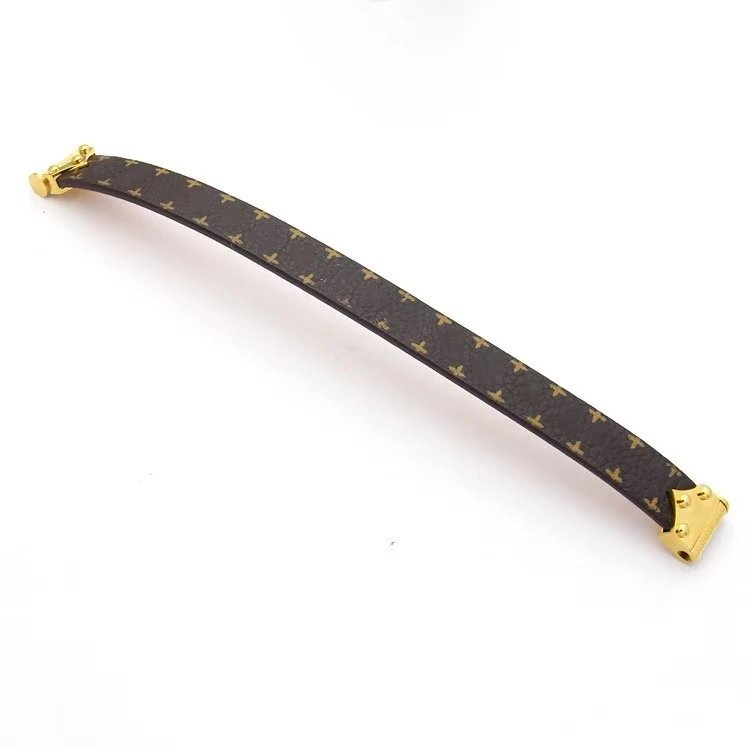 Louis Vuitton Monogram Canvas Bracelet Black Gold Hardware Jewelry - 6