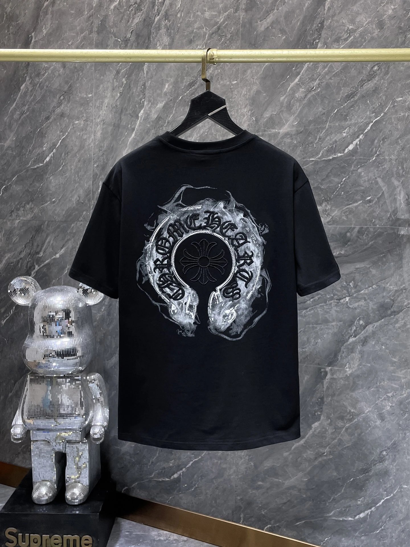 Chrome Hearts Embroidered Crest T-Shirt Black and White - 8