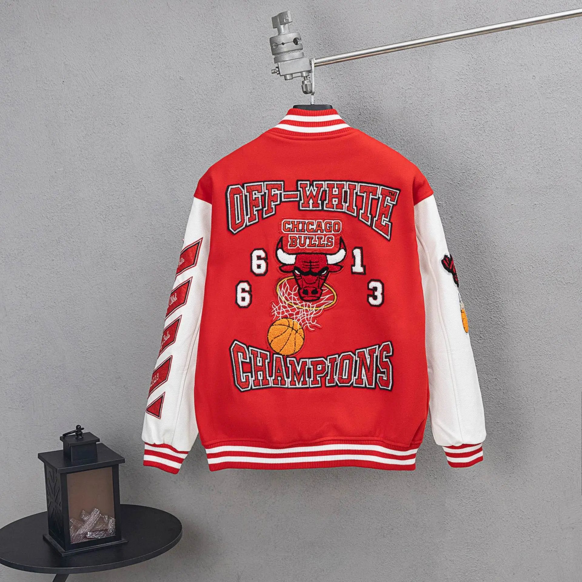 Off-White x Pitbull Varsity Jacket Red Outerwear - 44