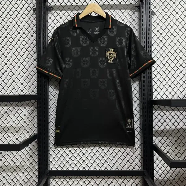 Portugal National Team x Castore Black Shield-Print Polo Shirt - 1