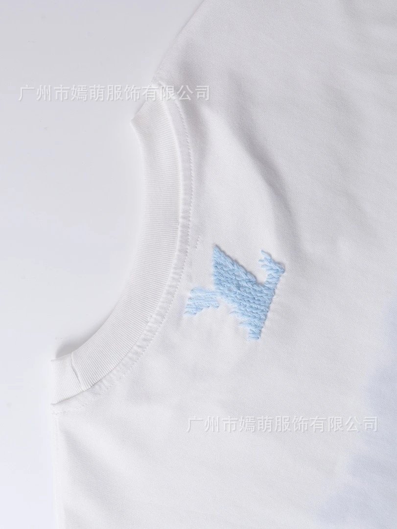 Design Embroidered Logo White T-Shirt - 12