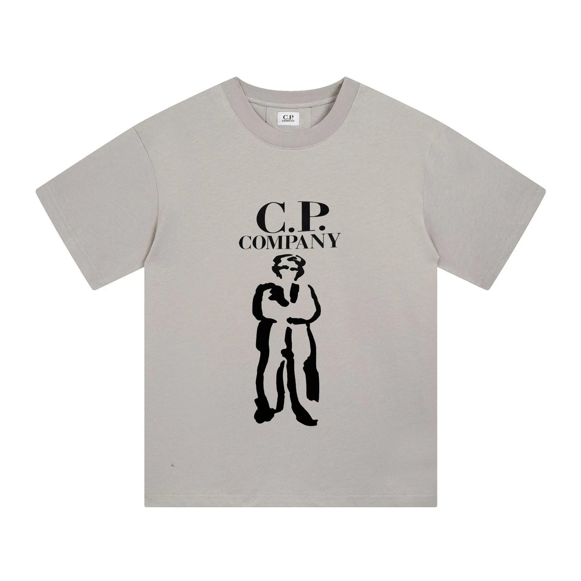 C.P. Company T-Shirts Logo Print Crewneck Short-Sleeve T-Shirt — 227 Light Gray