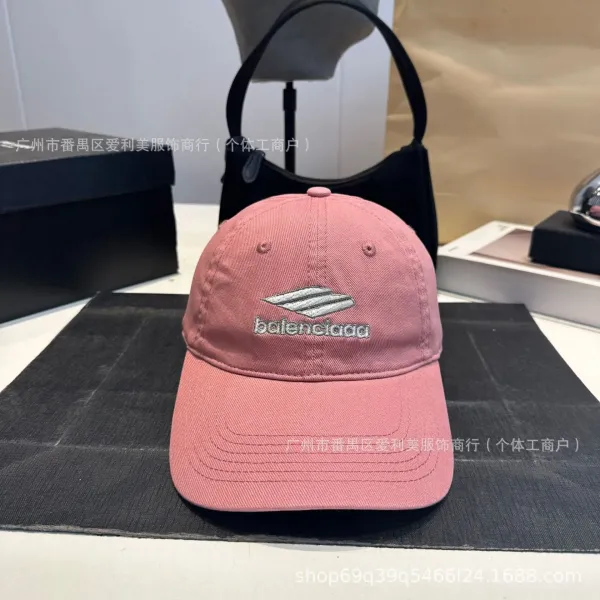 Balenciaga Logo Embroidered Baseball Cap Pink - 1