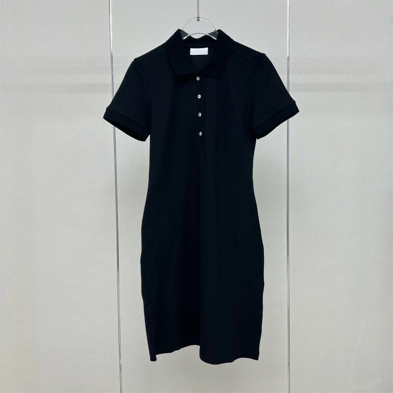 Design Black Polo Dress with Button Placket Dress - 1