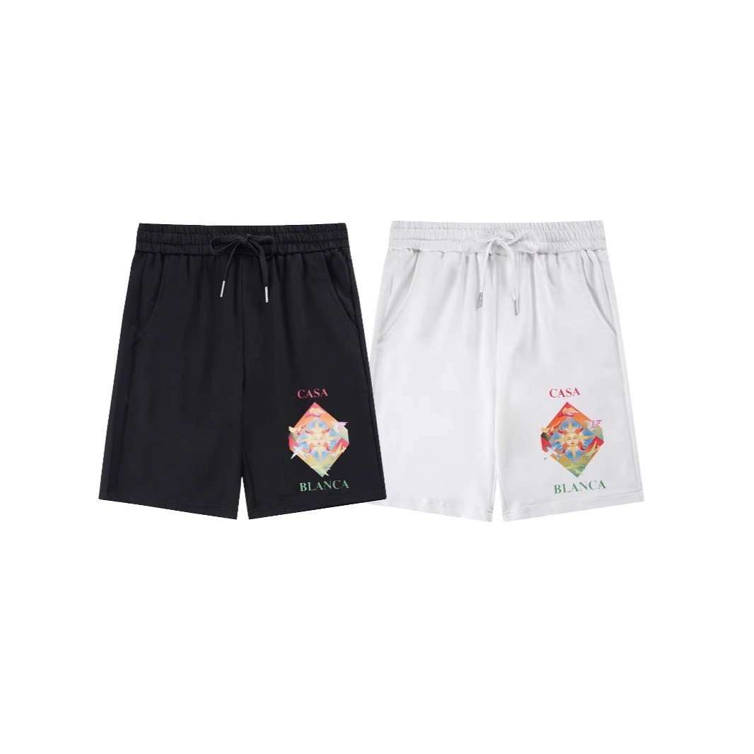 Plaza Casa Graphic Print Drawstring Waist Shorts White - 4
