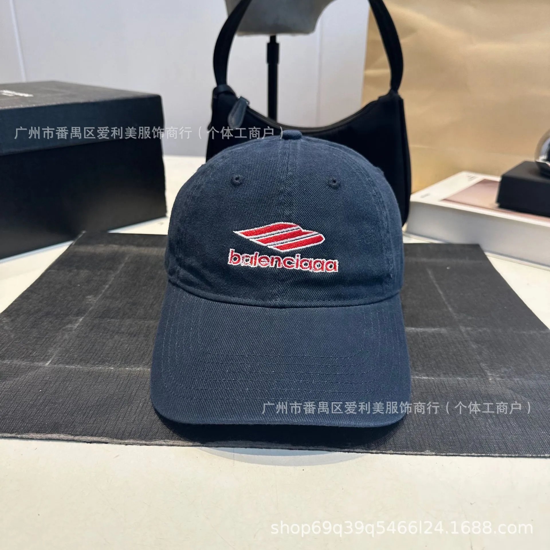 Balenciaga Logo Embroidered Beige Baseball Cap - 9