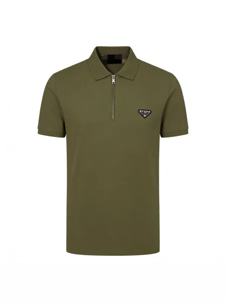 Prada Re-Nylon Zip Polo Army Green Polo Polo Shirt - 14