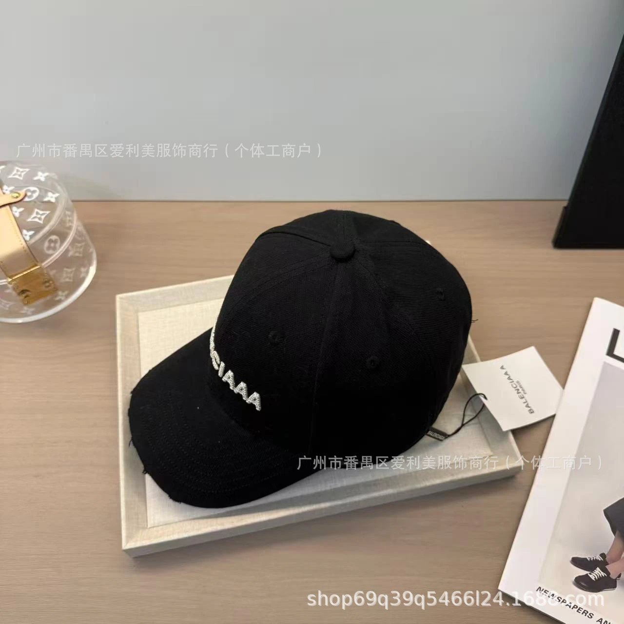 Balenciaga Logo Embroidered Beige Baseball Cap - 10