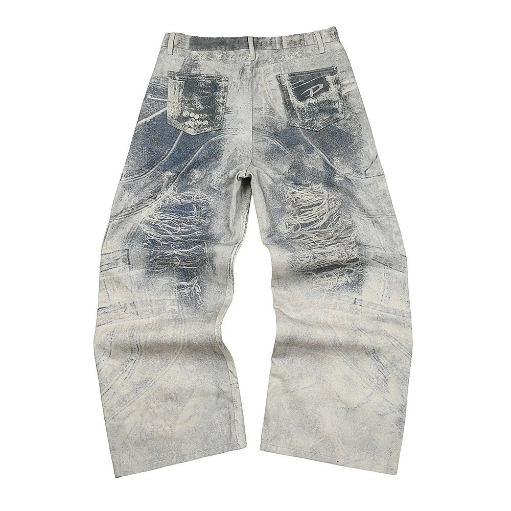 Acne Studios Distressed Print Jeans Gray - 18