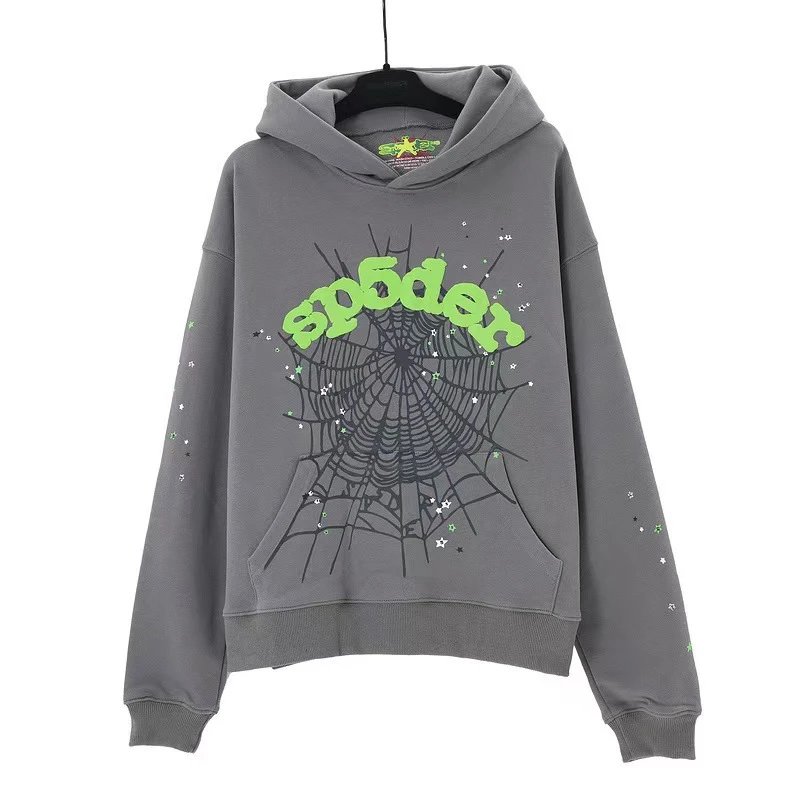 SP5DER Spider Web Graphic Hoodie Blue - 33