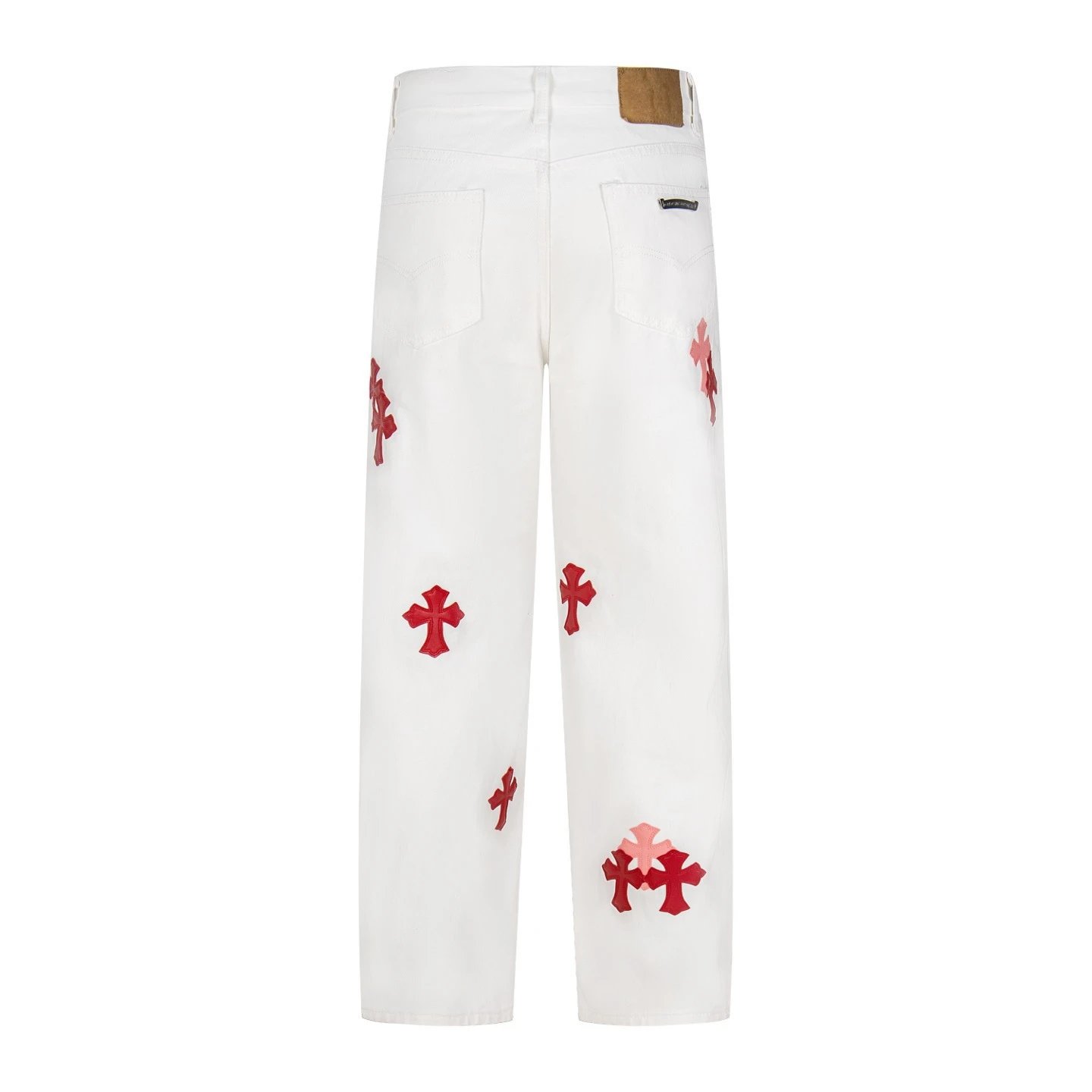 Chrome Hearts Cross-Embroidered White Straight-Leg Jeans - 4