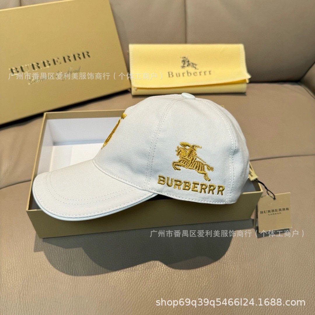 Burberry Equestrian Knight Embroidered Baseball Cap White - 4