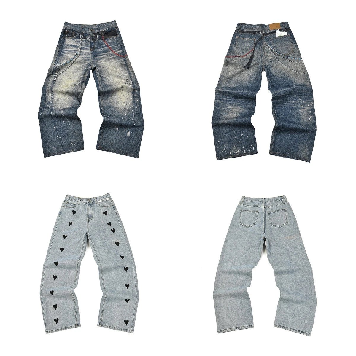 Acne Studios Distressed Print Jeans Gray - 4