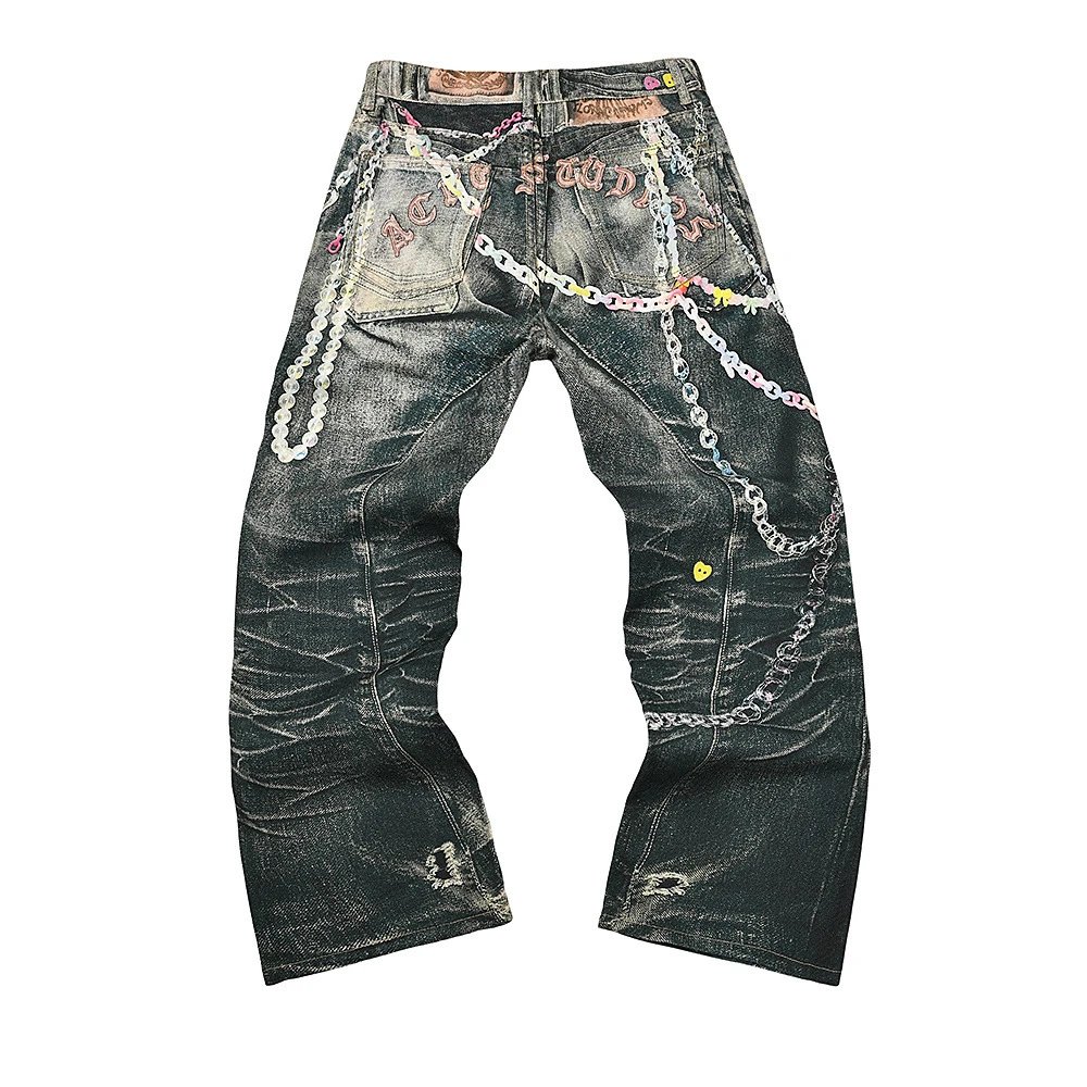 Acne Studios Distressed Print Jeans Gray - 8