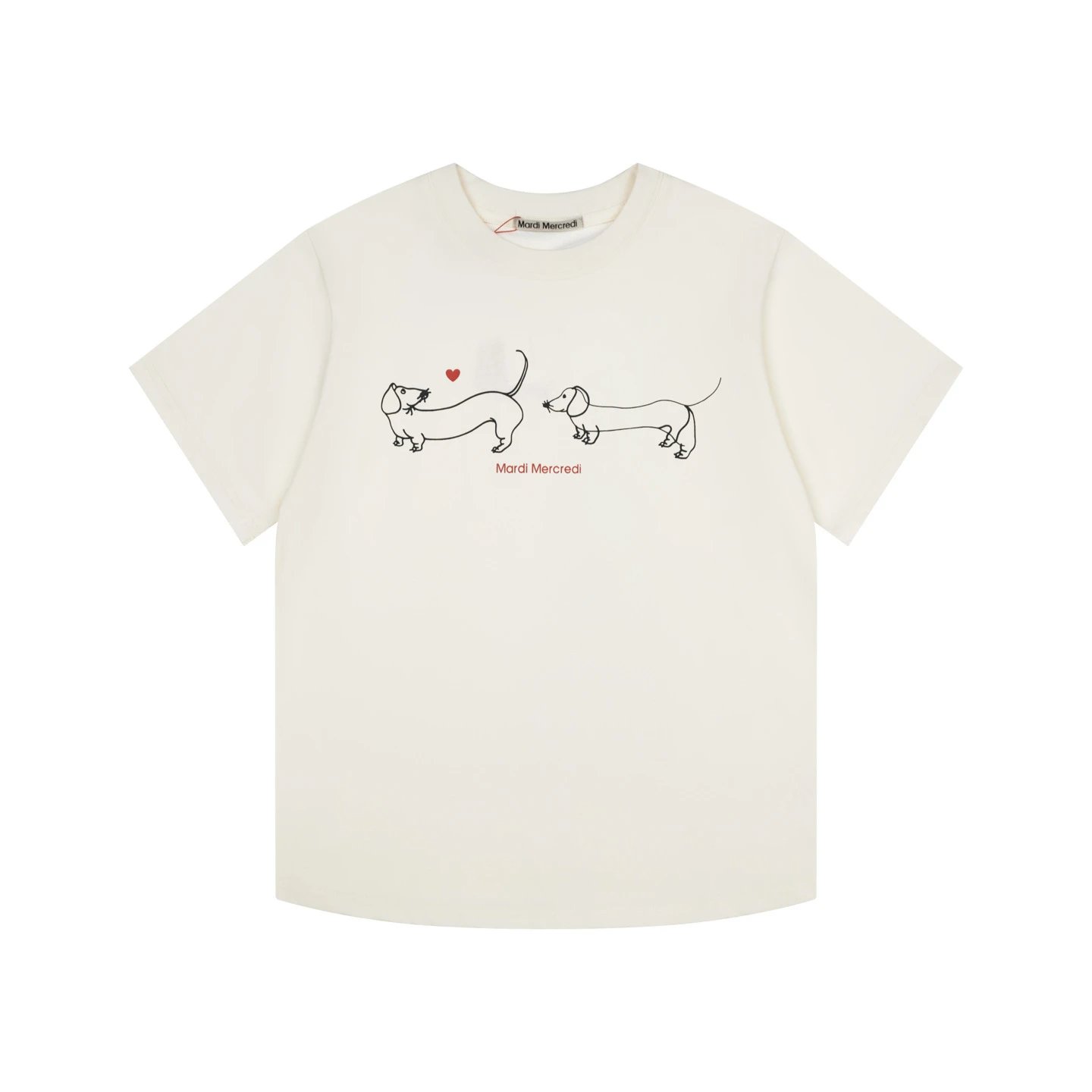 Mardi Mercredi Dachshund Print Beige T-Shirt - 7