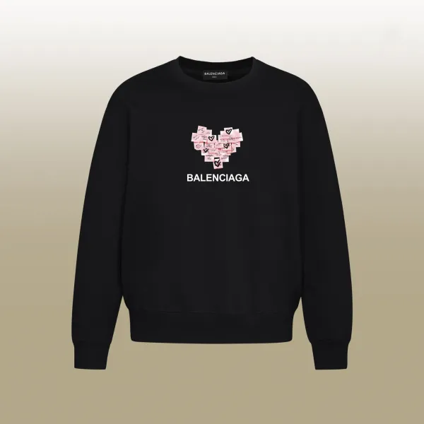 Balenciaga Heart Note Sweatshirt Black Hoodie - 1