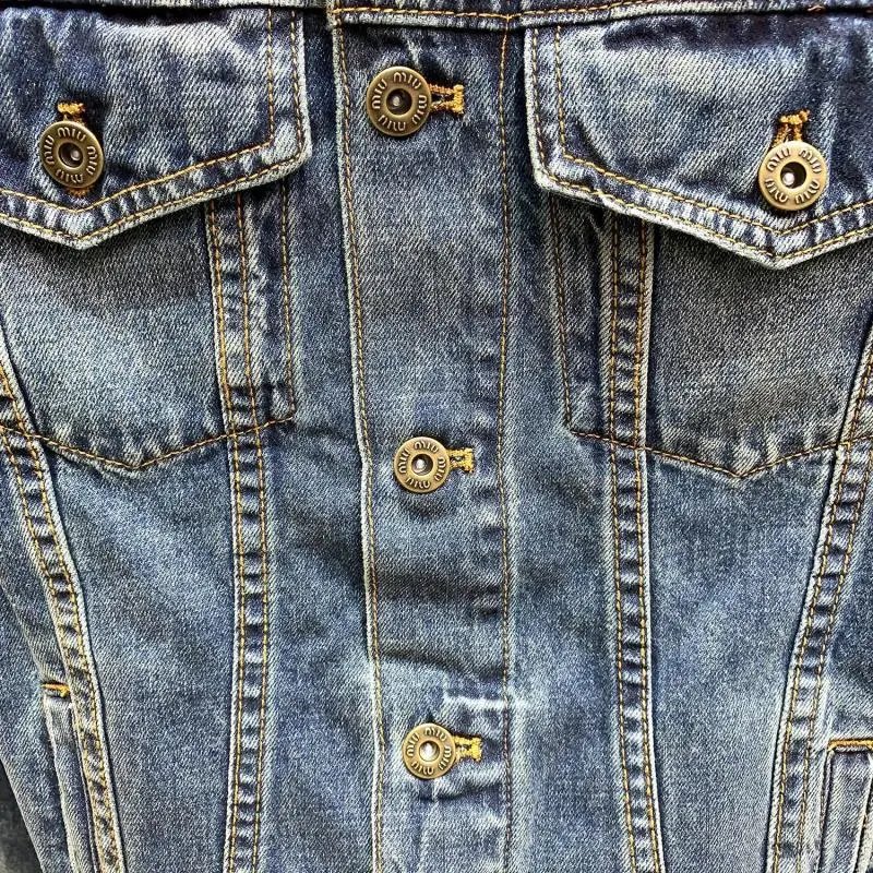 Miu Miu Corduroy Collar Denim Jacket Blue - 13