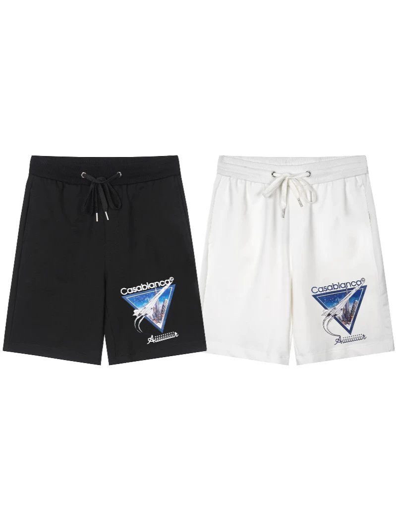 Plaza Casa Graphic Print Drawstring Waist Shorts White - 7