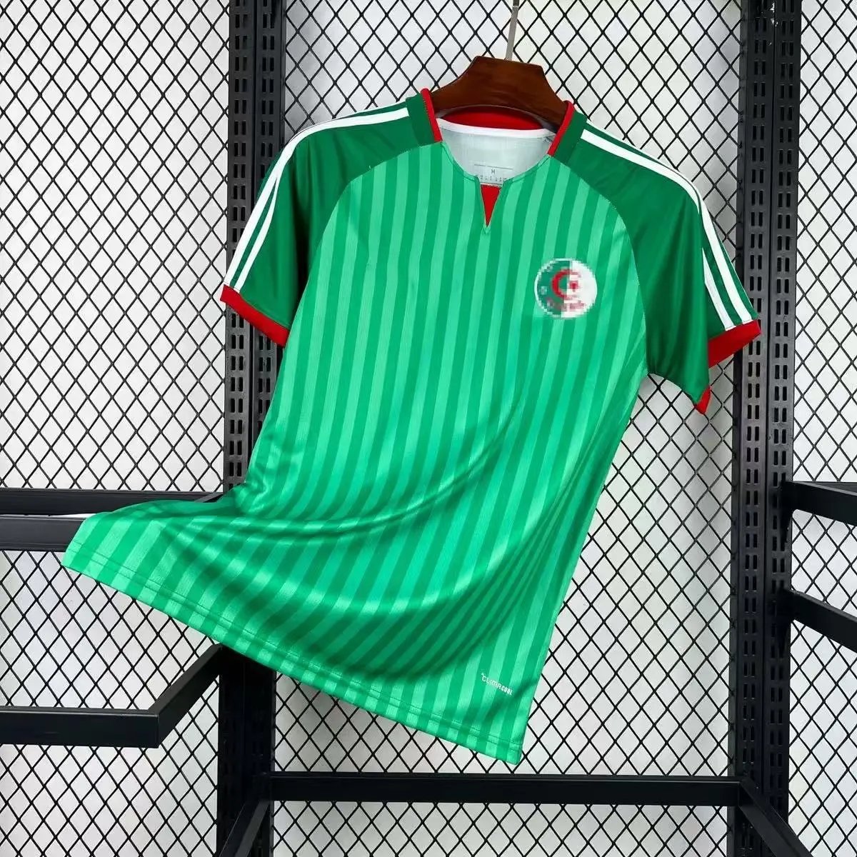 Design Algeria National Team Home Jersey Green Striped Football Shirt Jersey - 1