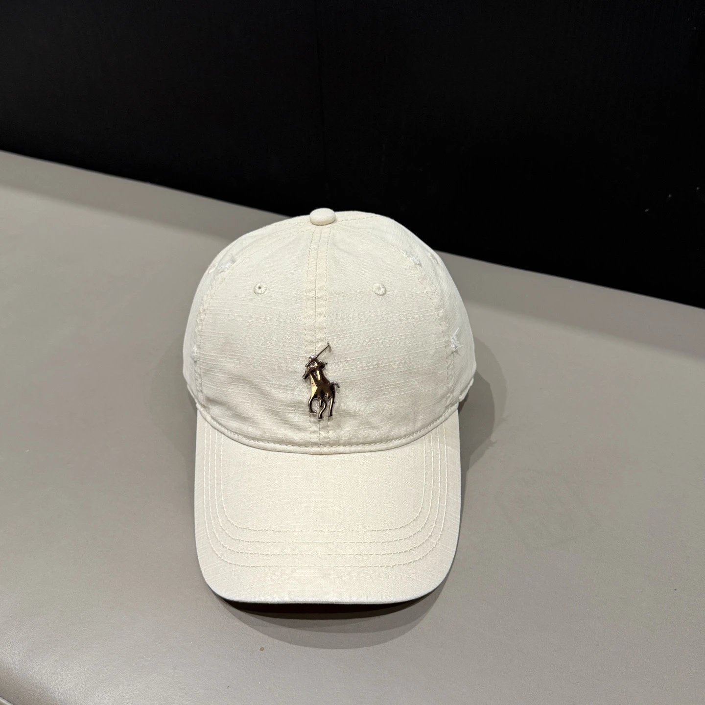 Prada Triangle Logo Washed Denim Baseball Cap Gray - 11