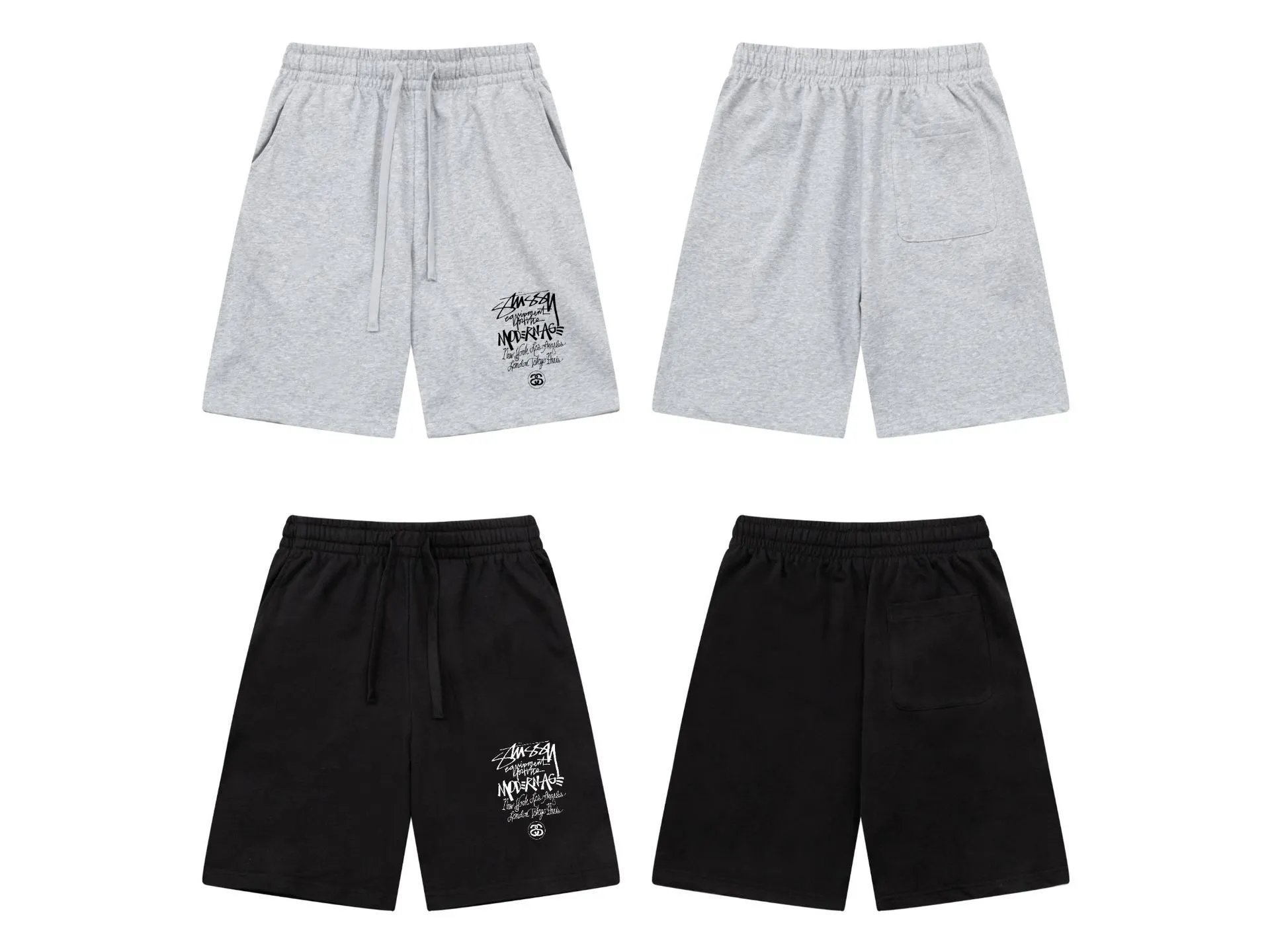 Design Graphic Print Heather Gray Sweat Shorts - 7