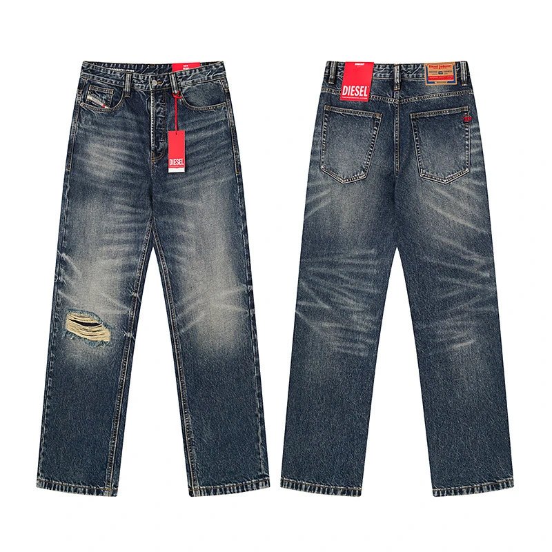 Diesel Gray Washed Straight-Leg Jeans - 6