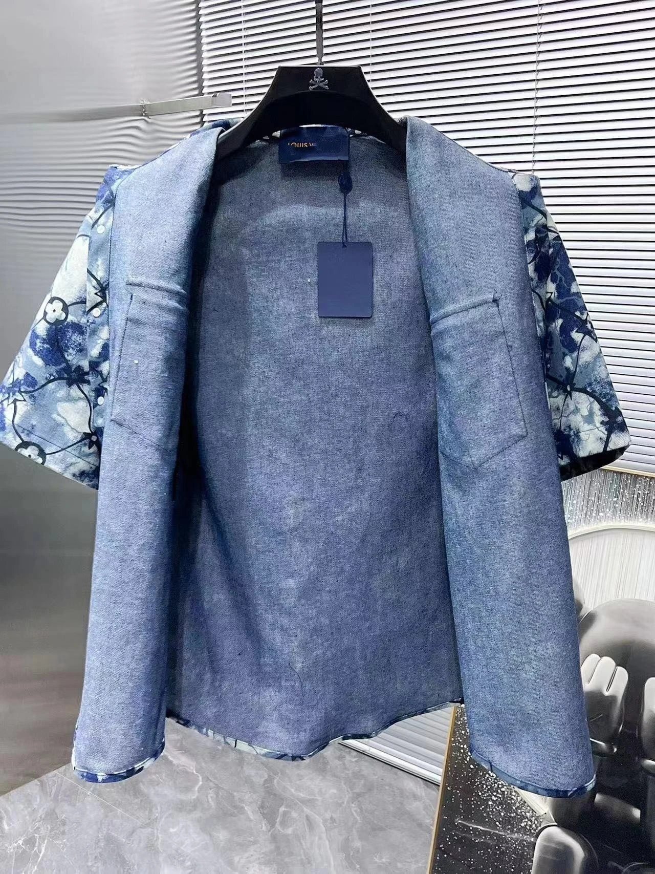 Gucci GG Monogram Denim Shirt and Shorts Set Navy Blue - 7