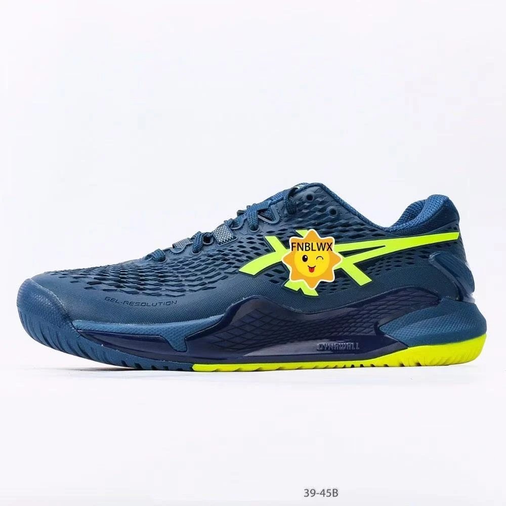 Asics Gel-Resolution 9 Navy Blue Gold Tennis Shoes Running Shoes - 4