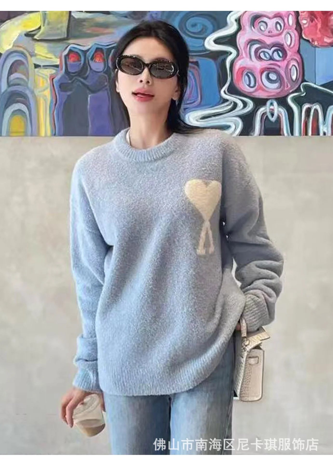 Comme des Garçons Play Heart Logo Navy Knit Sweater - 12