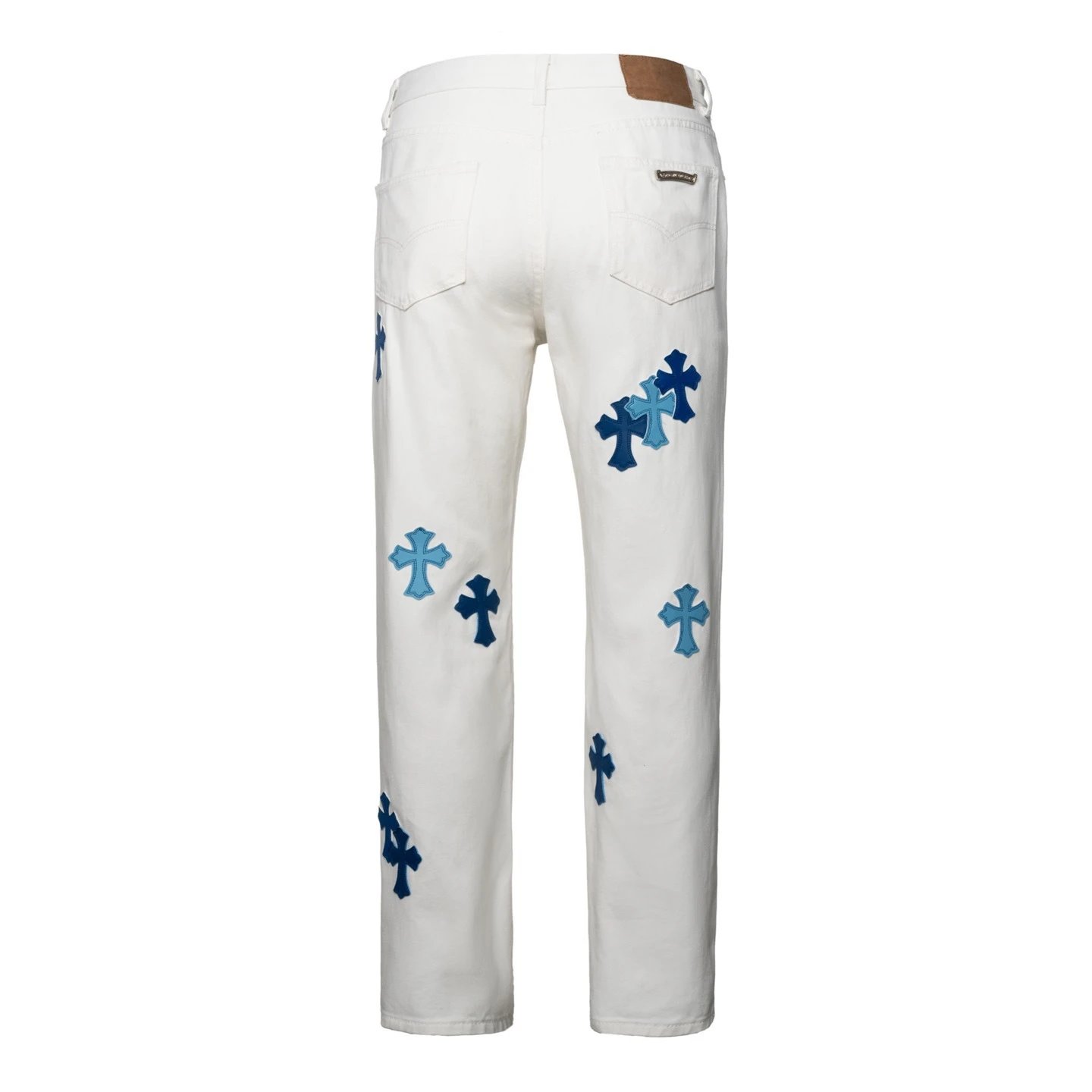 Chrome Hearts Cross-Embroidered White Straight-Leg Jeans - 22