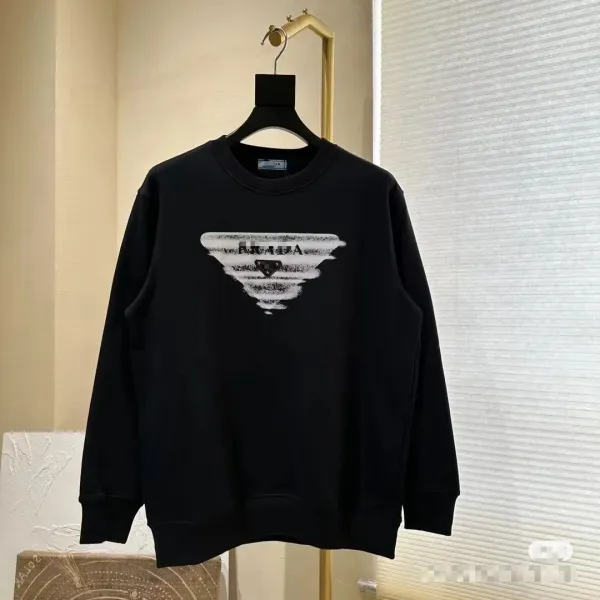 Prada Re-Nylon Logo Print Black Hoodie - 1