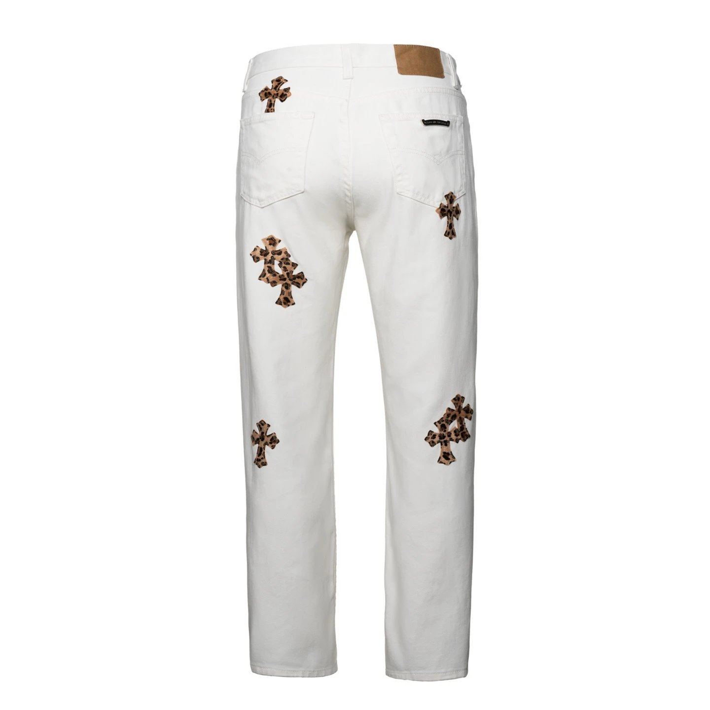 Chrome Hearts Cross-Embroidered White Straight-Leg Jeans - 25