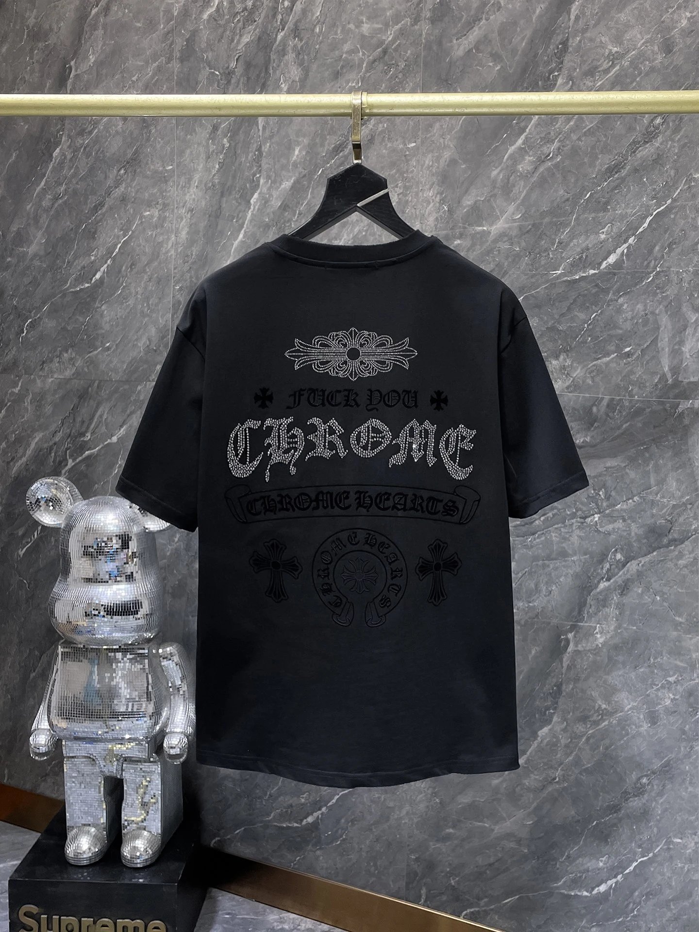 Chrome Hearts Embroidered Crest T-Shirt Black and White - 3