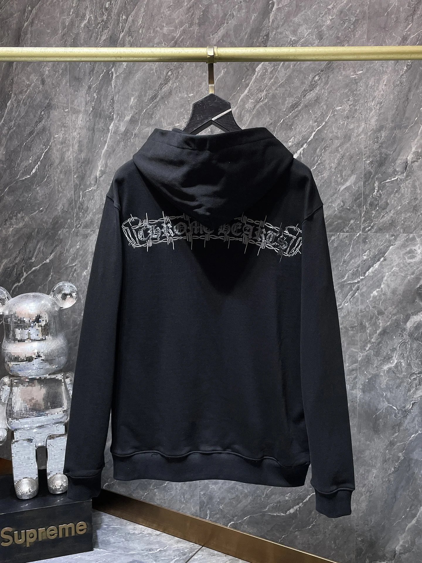 Chrome Hearts Floral Sleeve Hoodie Black - 4
