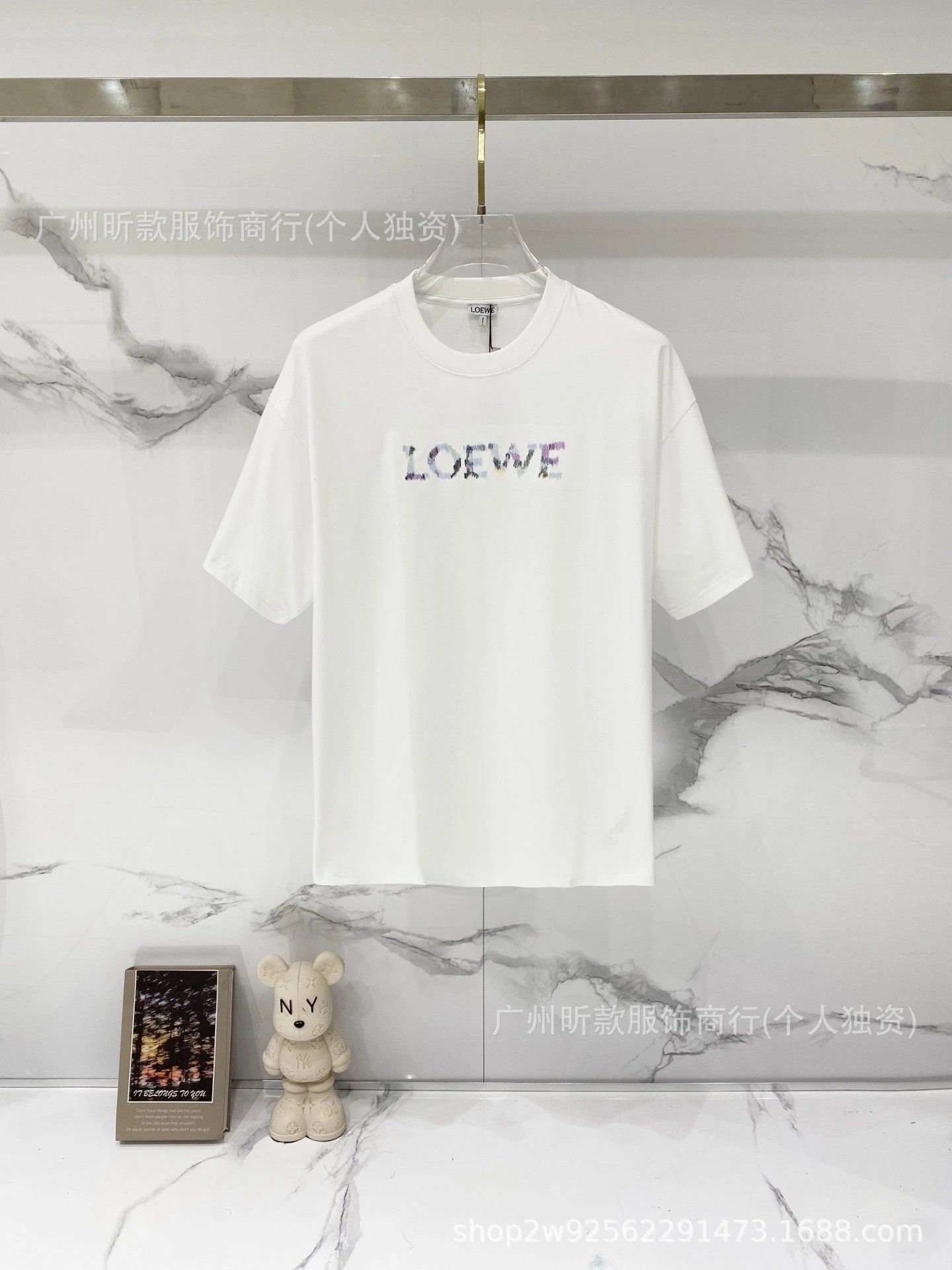 Loewe Rainbow Logo Cream T-Shirt - 42